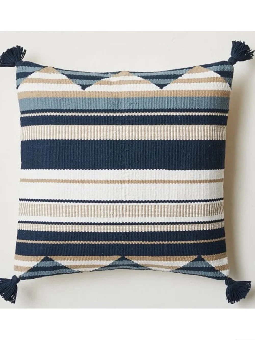 West Elm Woven Striped Pillow Sham Midnight Blue 20 x 20 inches